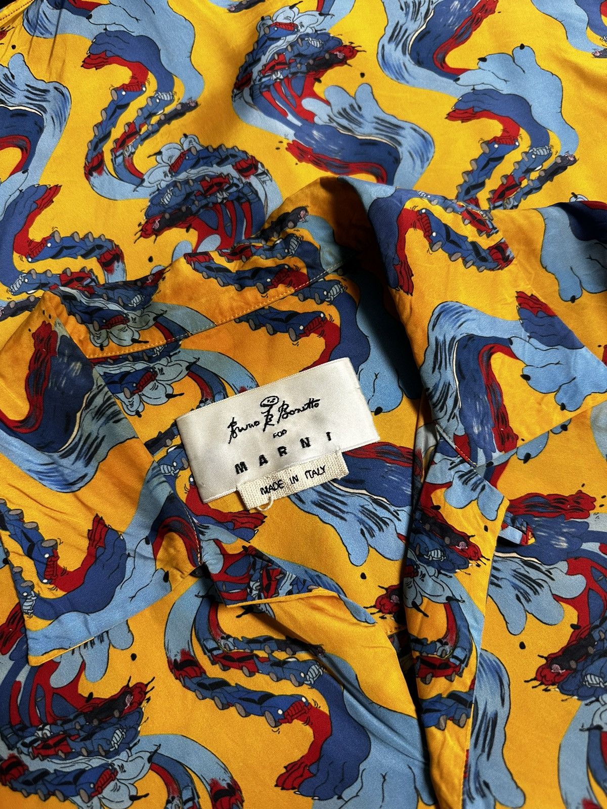 Marni Marni acid cars print viscose wrinkled shirt Size US M / EU 48-50 / 2 - 5 Thumbnail