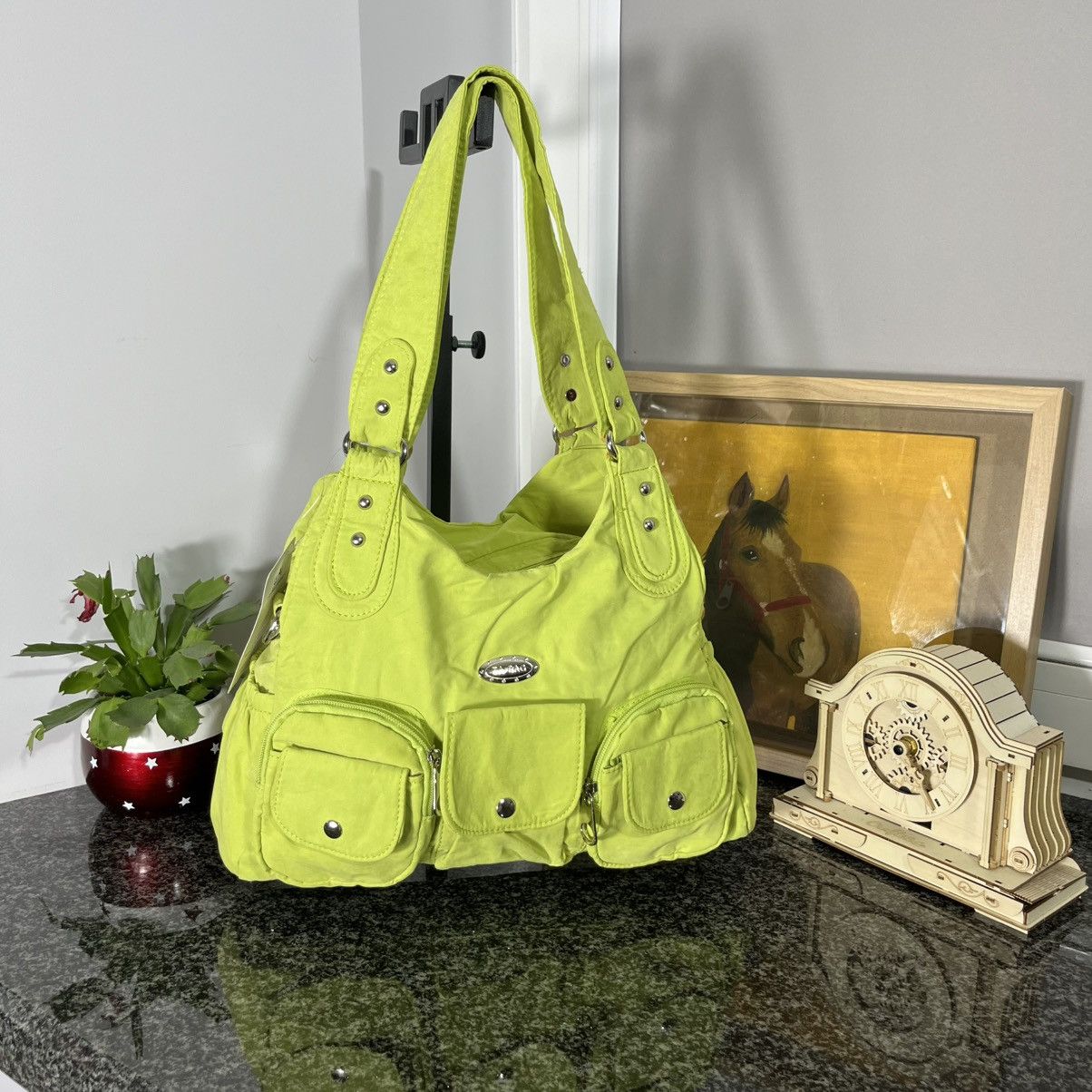 Avant Garde x Vintage Y2K Shoulder Baguette Cargo Hand Bag Multipocket in Green, Women's