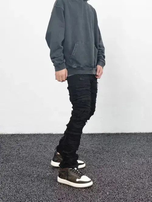 Designer × Vintage damaged punk distressed ripped jeans Size US 32 / EU 48 - 3 Thumbnail