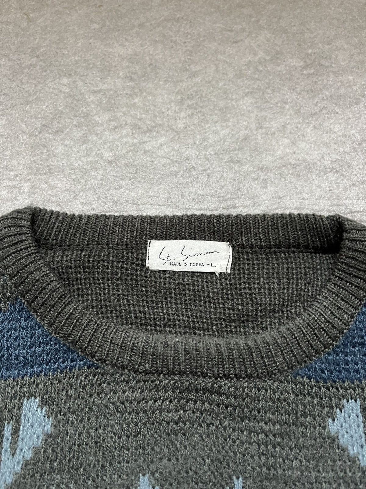 Japanese Brand St. Simon Patterned Knit Sweater Size US L / EU 52-54 / 3 - 3 Thumbnail