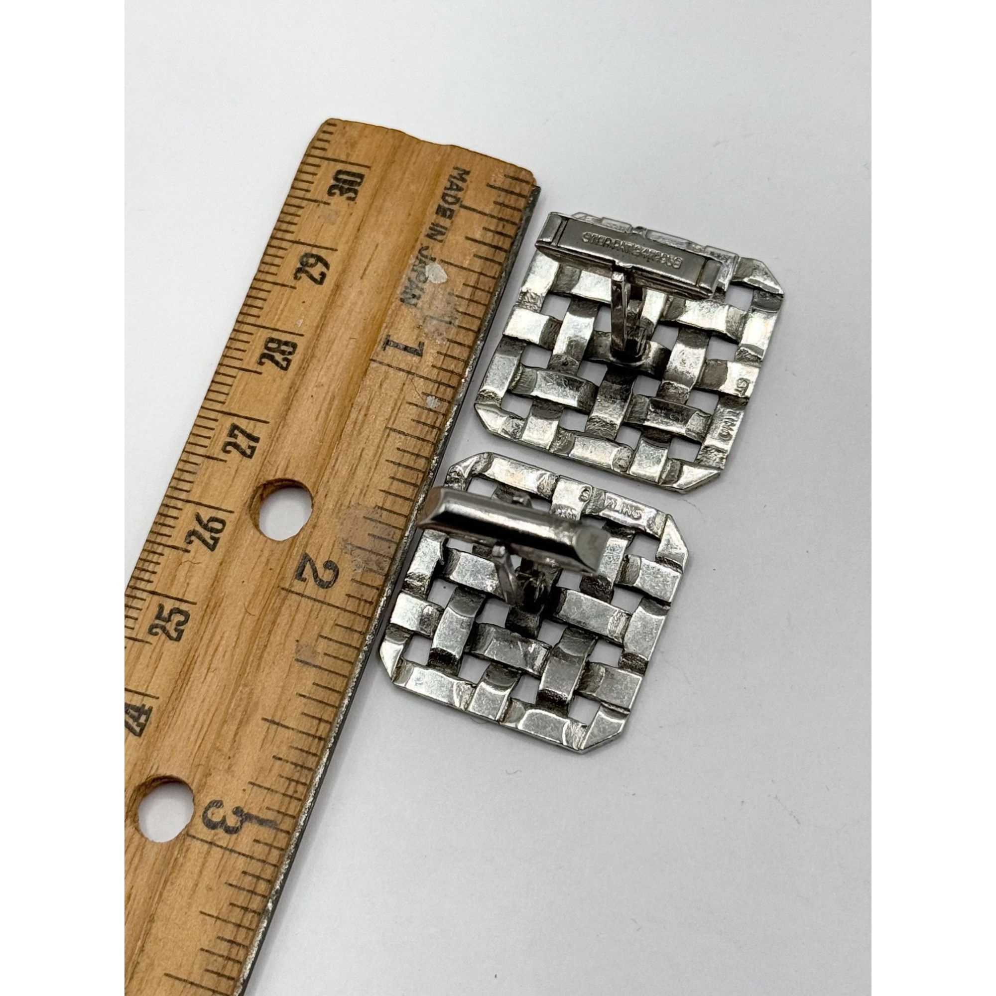 Vintage Vintage Sterling Silver woven basket weave unisex cuff links Size ONE SIZE - 4 Thumbnail