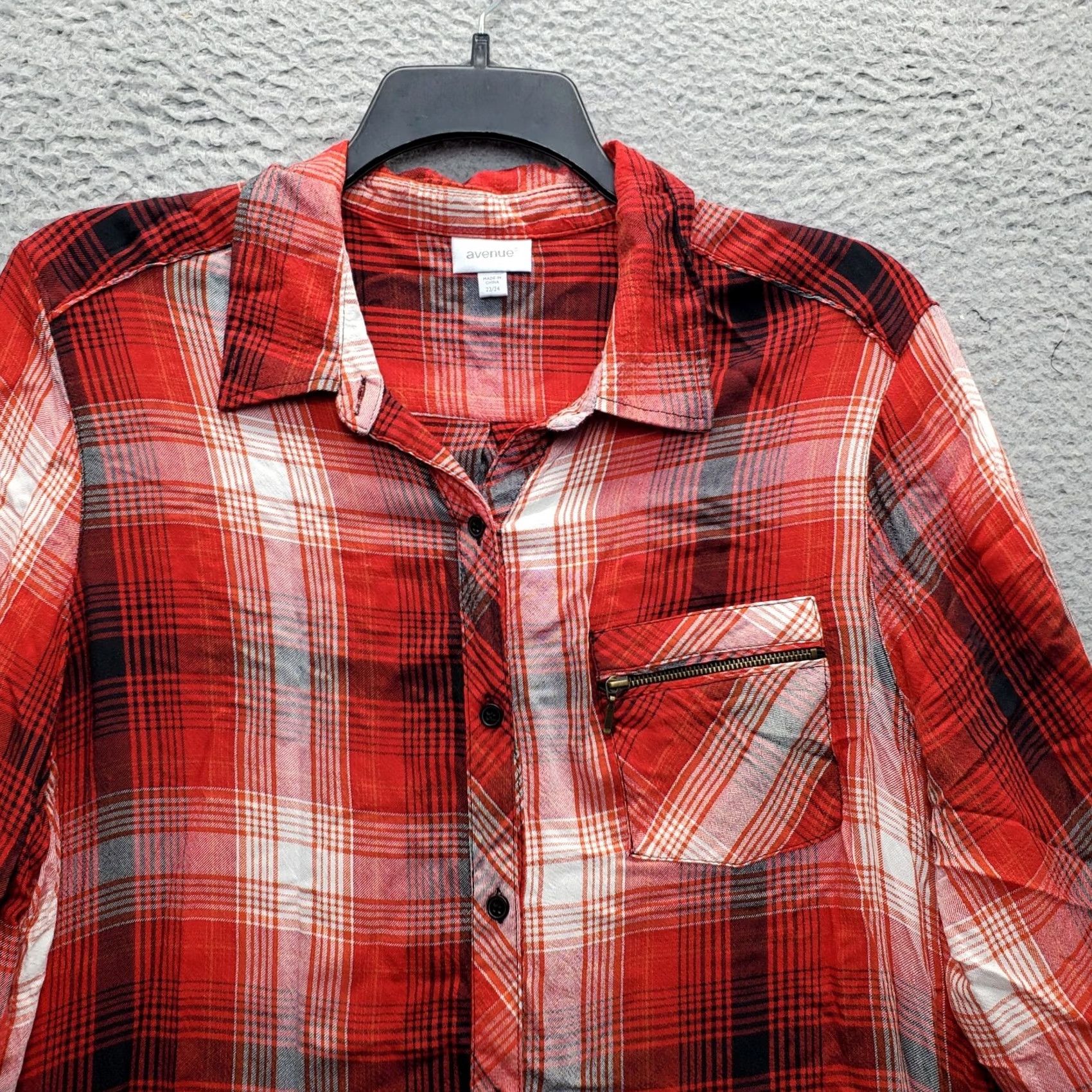 Avenue Avenue Shirt Womens Size 22/24 Multi Plaid Rayon Collared Button Up Long Sleeve Slit Size 3XL / US 20-22 - 3 Thumbnail