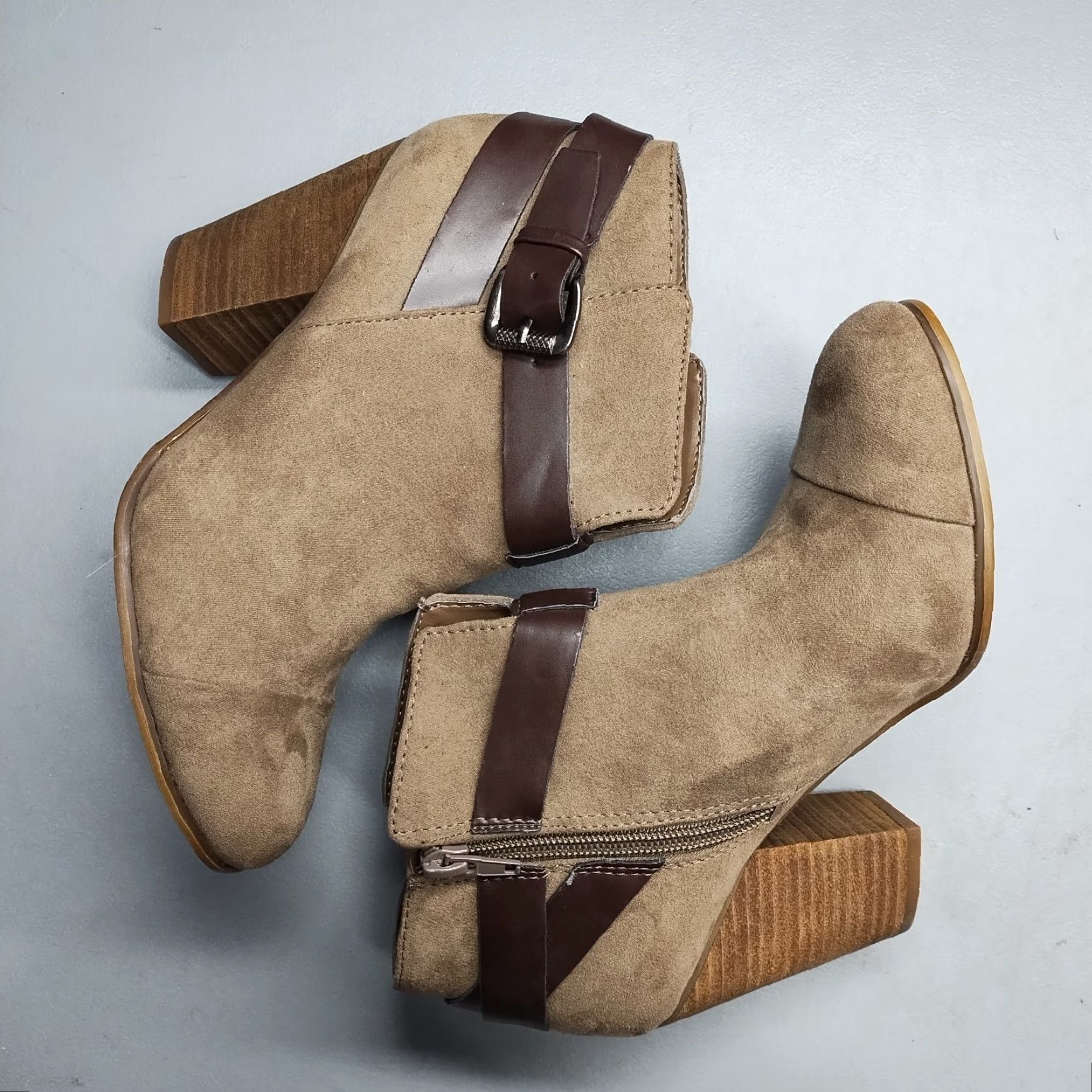 Vintage Carlos Santana Harvest Booties Womens Size 8M Brown Casual Block Heel Side Zip Boots Size US 8 / IT 38 - 6 Thumbnail