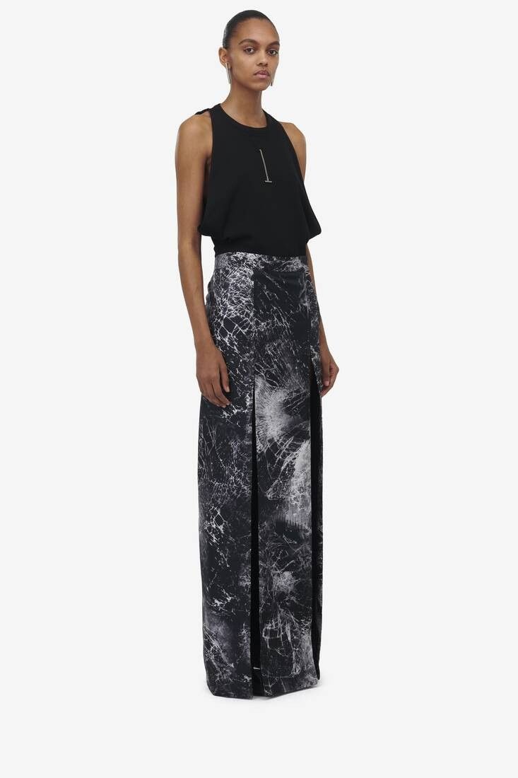 Alexander McQueen o1srvl11e0326 Smashed Screen Split Skirt in Black/White Size 26" / US 2 / IT 38 - 3 Thumbnail