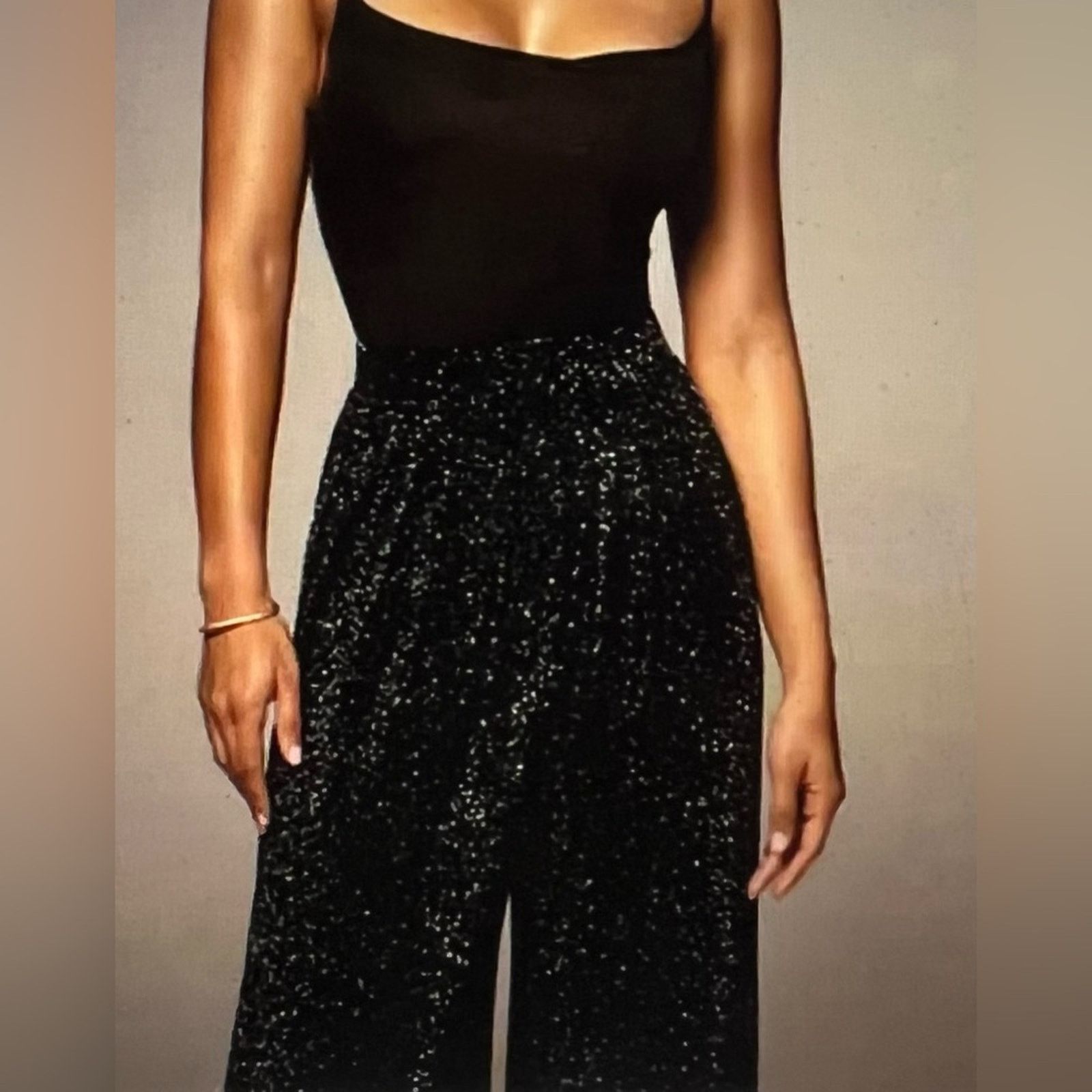 Boohoo Boohoo Shiny Wide Leg Pants Women Long Pants Size 2 Size 26" / US 2 / IT 38 - 1 Thumbnail