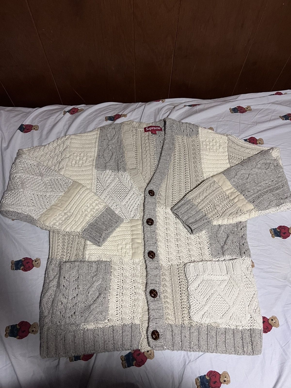 Supreme Supreme patchwork cable knit cardigan   Grailed