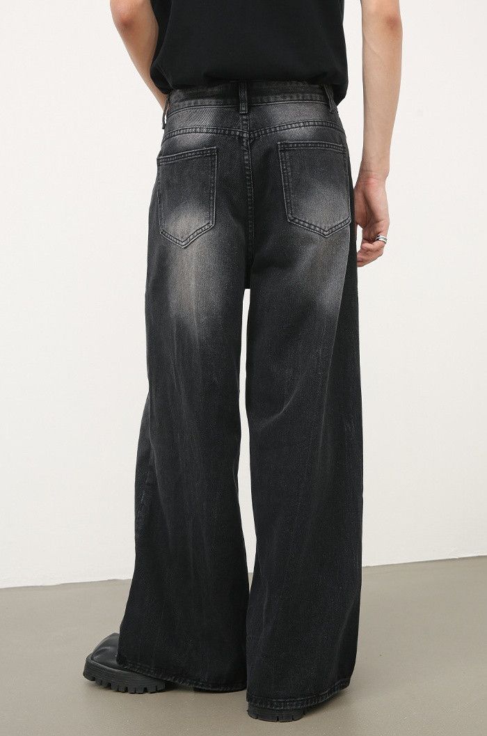 Designer × Japanese Brand Men's retro washed lightning pattern loose straight jeans Size US 32 / EU 48 - 5 Thumbnail