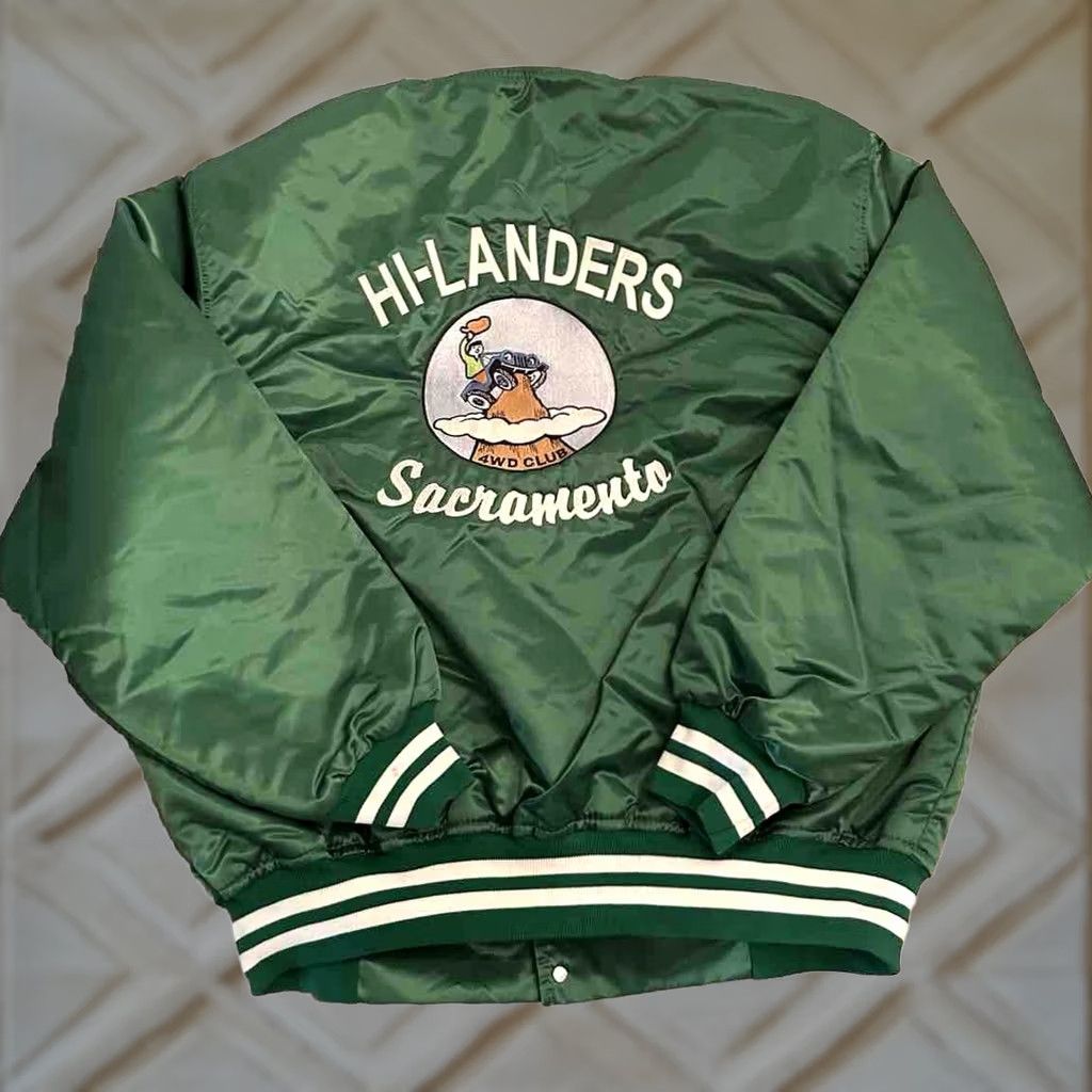 Vintage VINTAGE Flight Bomber Jacket 2XL Satin Green 90s Hi-Landers 4x4 Club Sacramento Mens Size US XXL / EU 58 / 5 - 1 Thumbnail