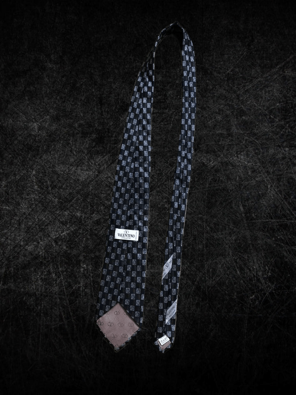 Valentino VALENTINO Abstract Plaid Design Silk Necktie Tie Size ONE SIZE - 1 Thumbnail