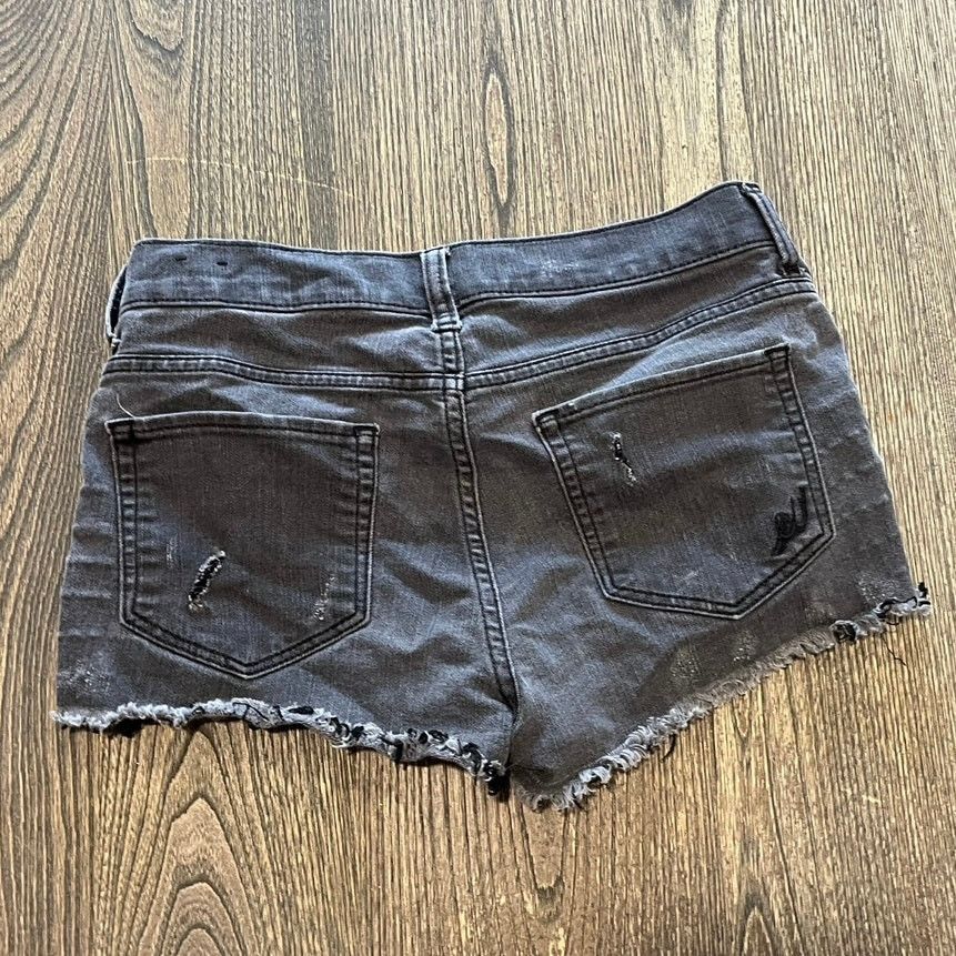 Express Express Jeans Mom Shorts Lace-Up Denim Raw Hem Black Size 2 Size 26" / US 2 / IT 38 - 8 Thumbnail