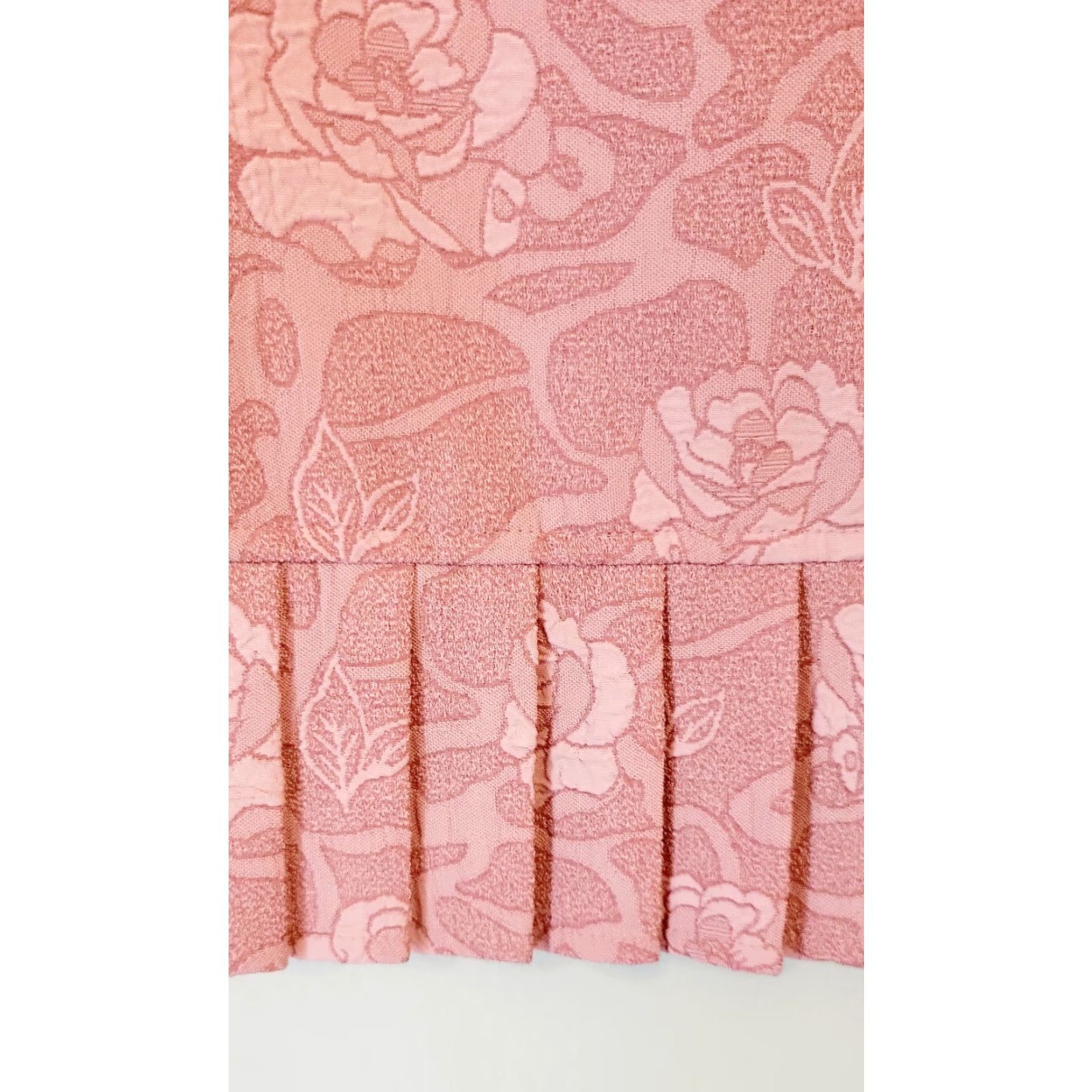Stanley Blacker VINTAGE Stanley Blacker Skirt Pink 90s Dusty Rose Brocade Pleated Ruffle Plus 14 Womens Size 36" / US 14 / IT 50 - 2 Thumbnail