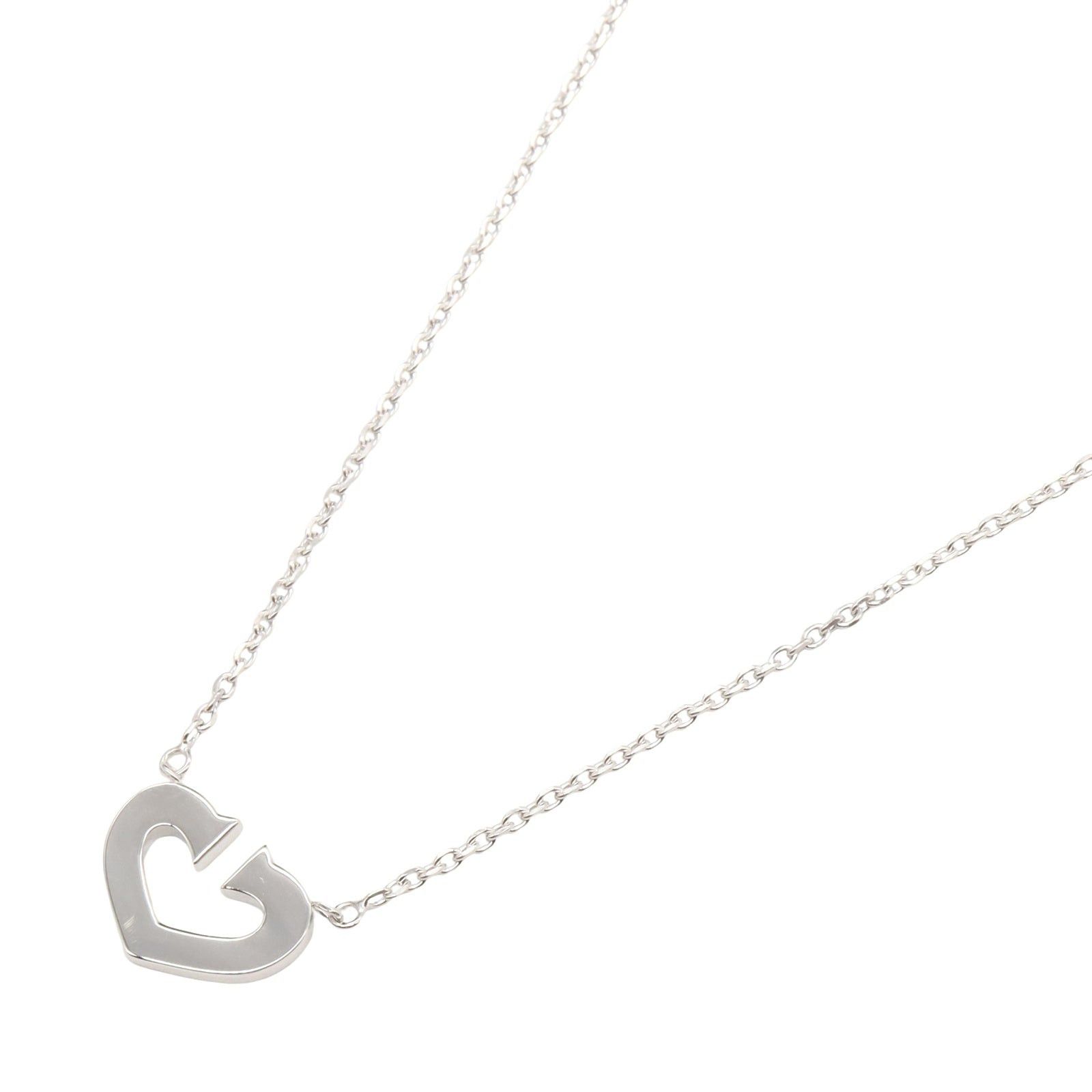 Cartier Cartier C Heart Necklace K18Wg (White Gold) Silver Size ONE SIZE - 1 Thumbnail