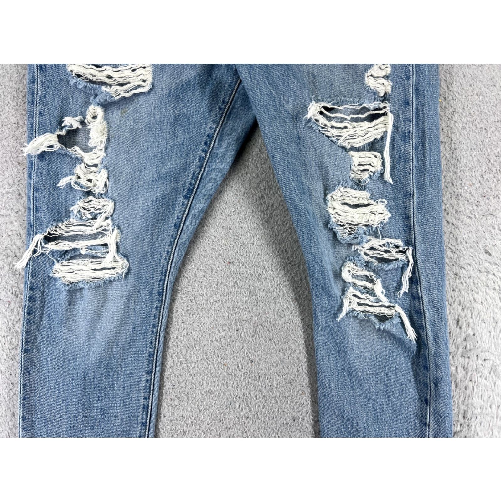 Levi's Levis 501 Jeans Skinny Blue Denim 31x27 Adult Regular Women Button Fly Distressed Stretch Vintage: No Size 24" / US 00 / IT 34 - 3 Thumbnail