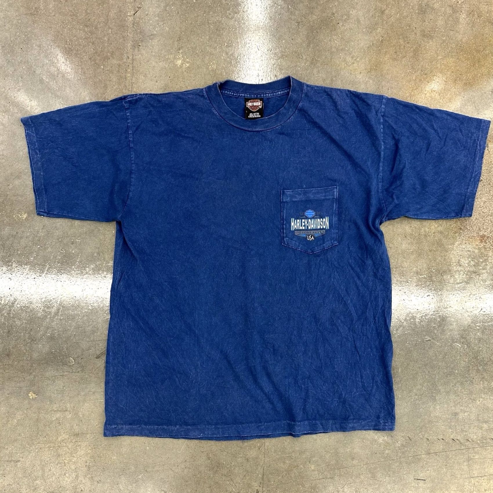 Harley Davidson VINTAGE Harley-Davidson Winchester Virginia Blue Pocket T Shirt 100% Cotton L Mens T-Shirt Size US L / EU 52-54 / 3 - 2 Thumbnail
