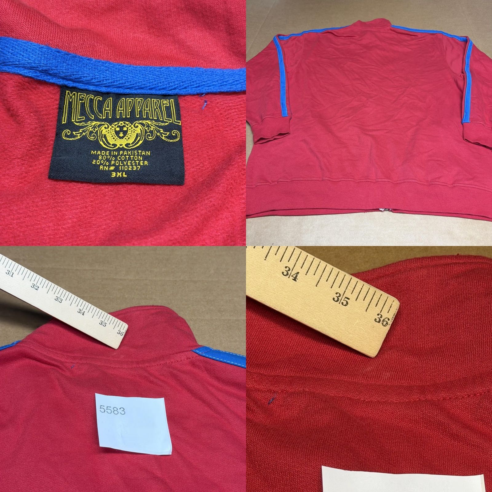 Vintage Mecca Apparel Jacket Mens 3XL Red Track Full Zip Crest Logo Stripe Athletic Size US XXL / EU 58 / 5 - 9 Thumbnail
