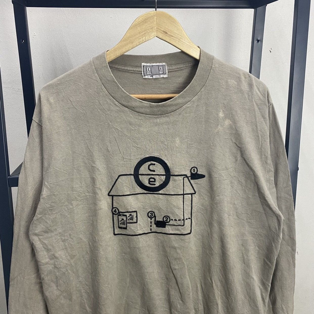 Cav Empt Cav Empt Overdye System Long Sleeve Tee Grey/Beige Graphic Size US M / EU 48-50 / 2 - 3 Thumbnail