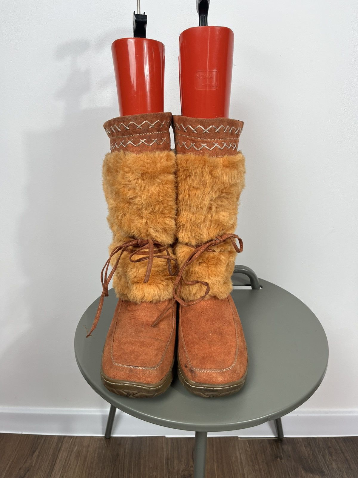 Vintage Vintage Faux Fur Suede Winter Boots Orange Mid Calf EU 40 Size US 10 / IT 40 - 3 Thumbnail