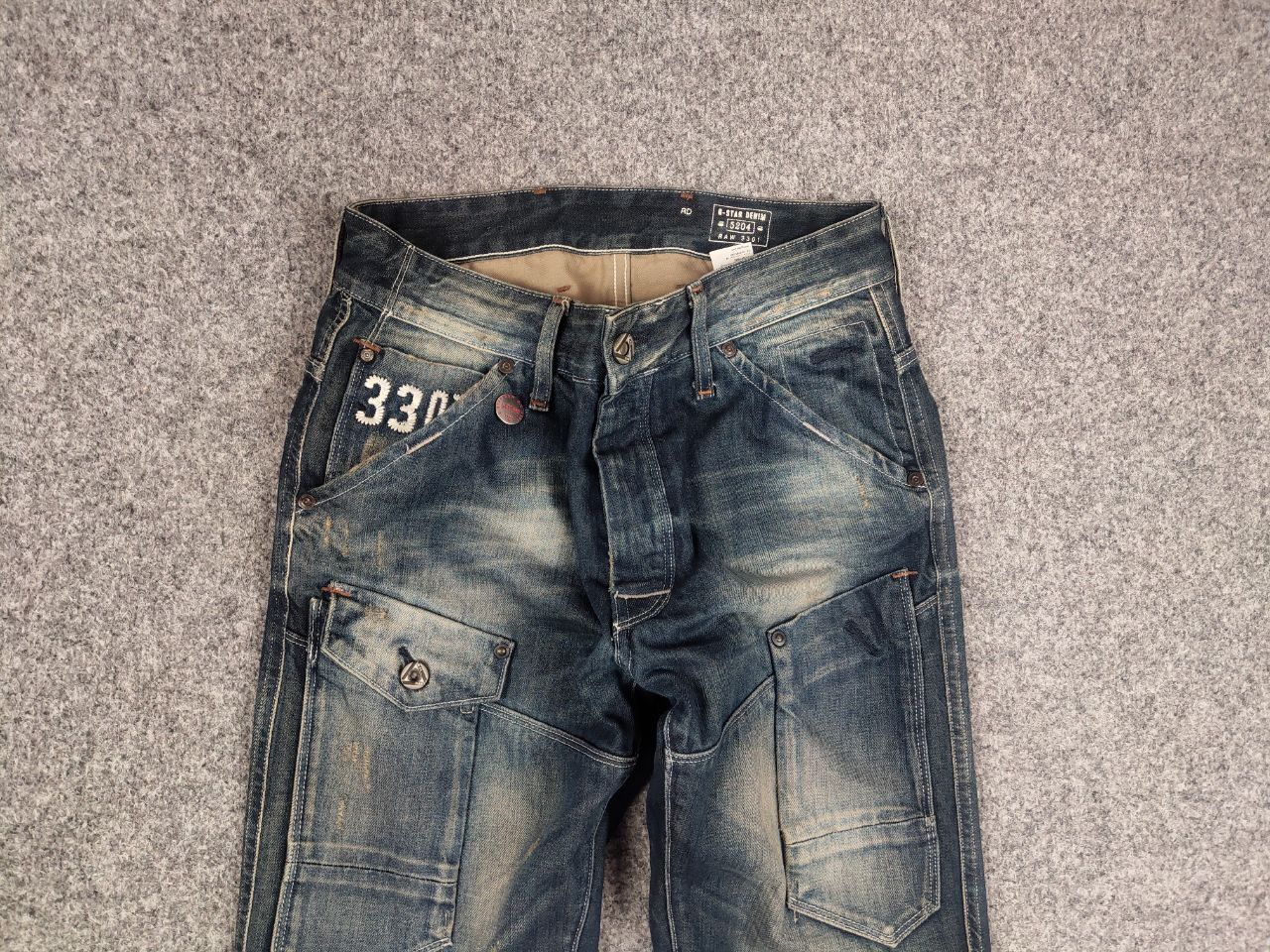 If Six Was Nine Vintage G Star Raw General 5620 3D Cargo Faded Denim jeans Size US 31 - 5 Thumbnail