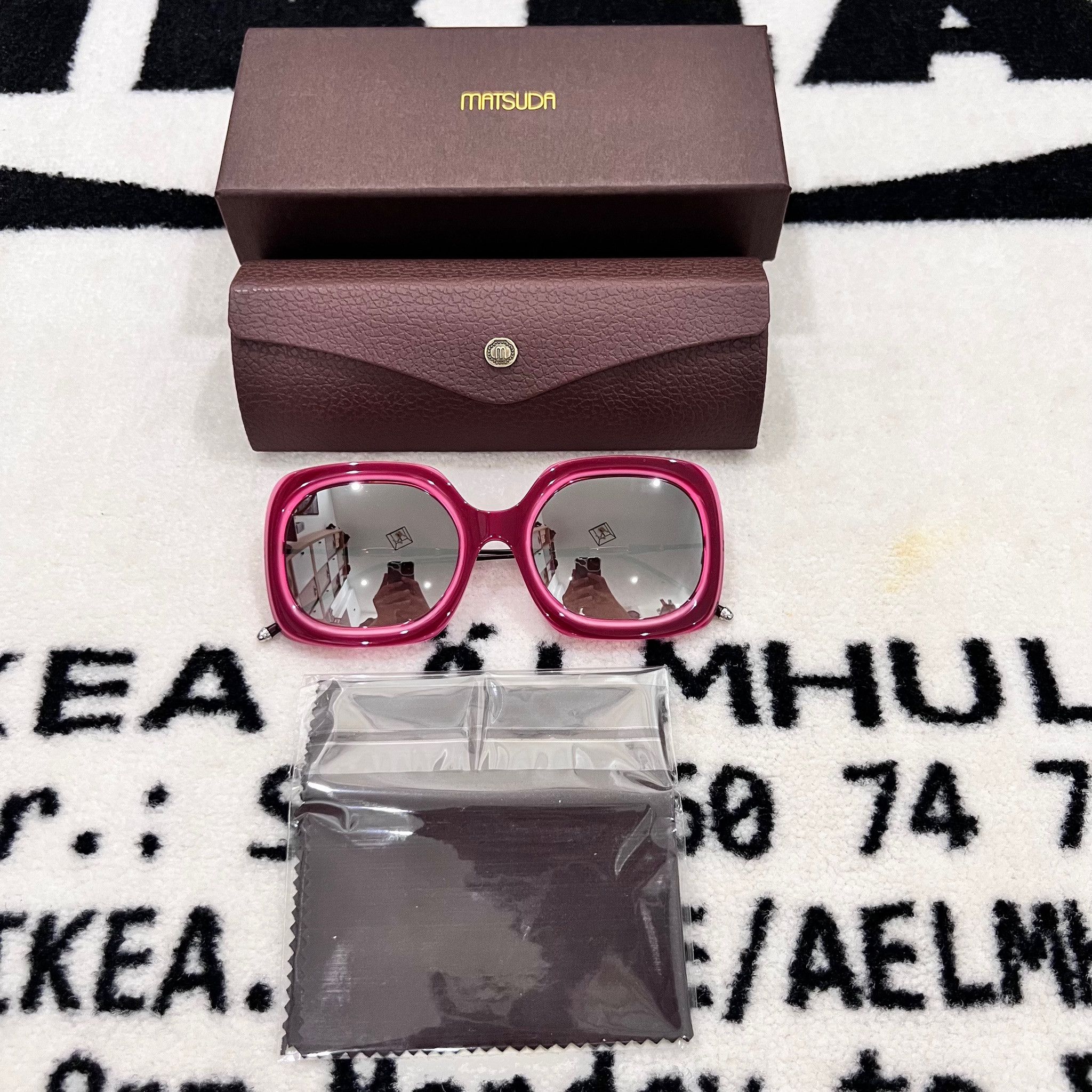 Matsuda Matsuda M2035 5-Barrel Riveted Sunglasses BURGUNDY/PINK Size ONE SIZE - 1 Thumbnail