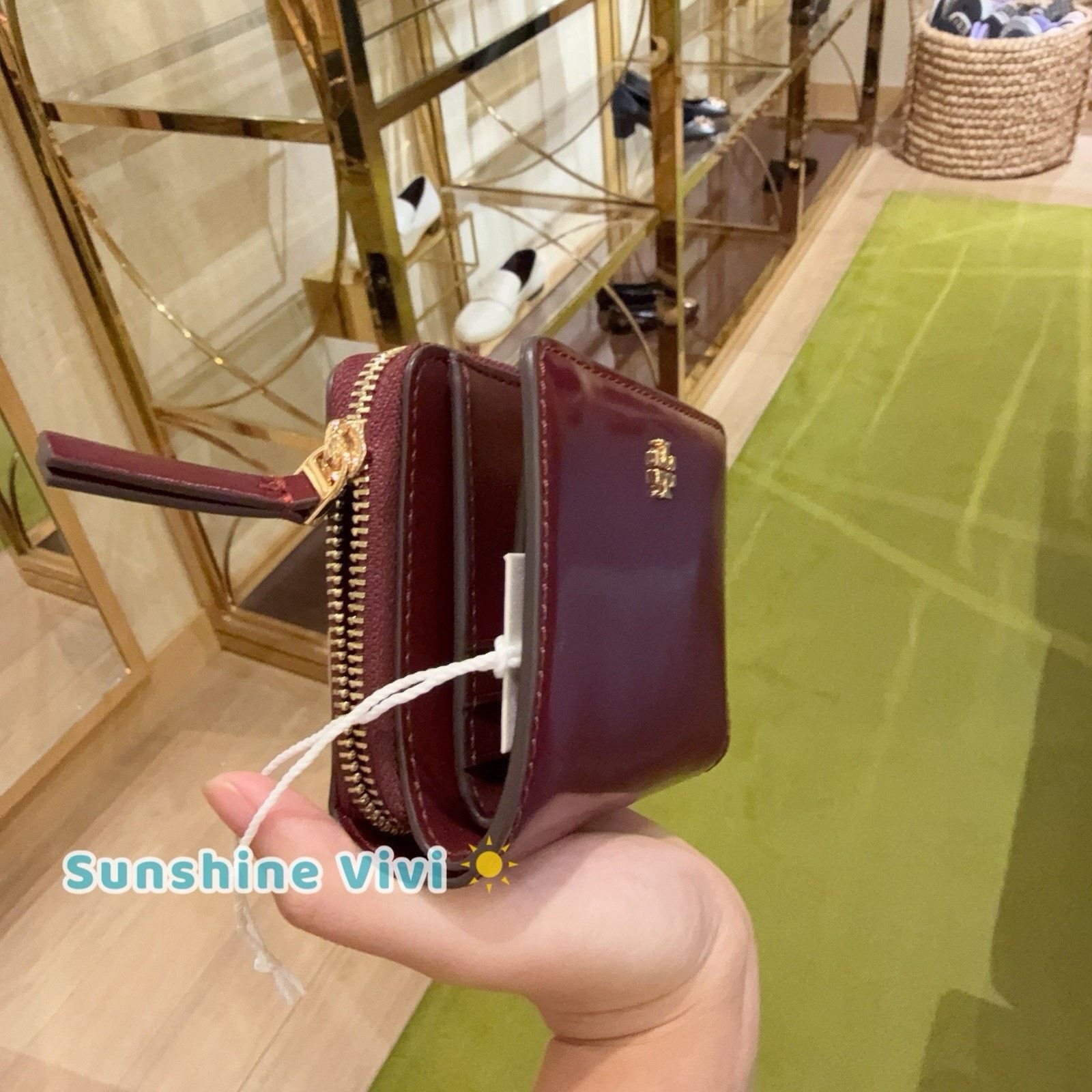 Tory Burch NWT Tory Burch Emerson Patent Leather Wallet Royal Burgundy Size ONE SIZE - 2 Thumbnail