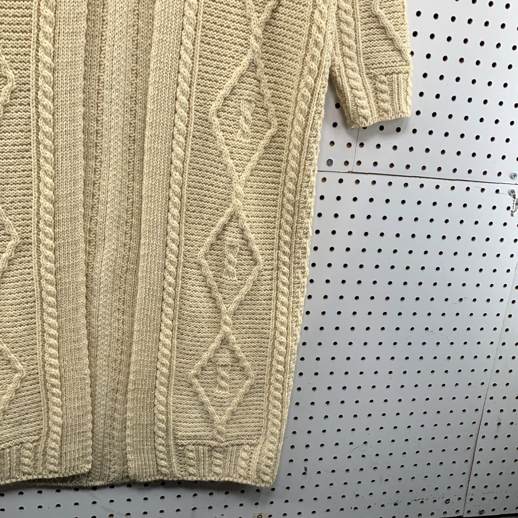 Vintage Blarney Woollen Mills Long Cardigan Sweater Womens Small Beige Wool Cable Knit Size S / US 4 / IT 40 - 6 Thumbnail