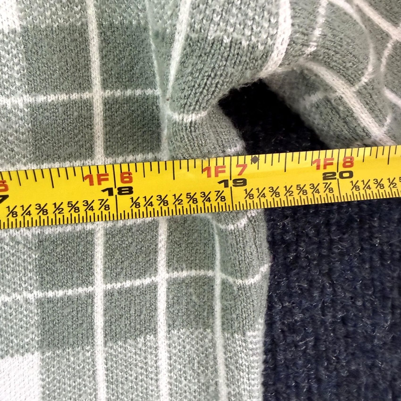 Vintage Tahari Sweater Womens Medium Green Mock Neck Check Knit Pullover Long Sleeve Size M / US 6-8 / IT 42-44 - 6 Thumbnail