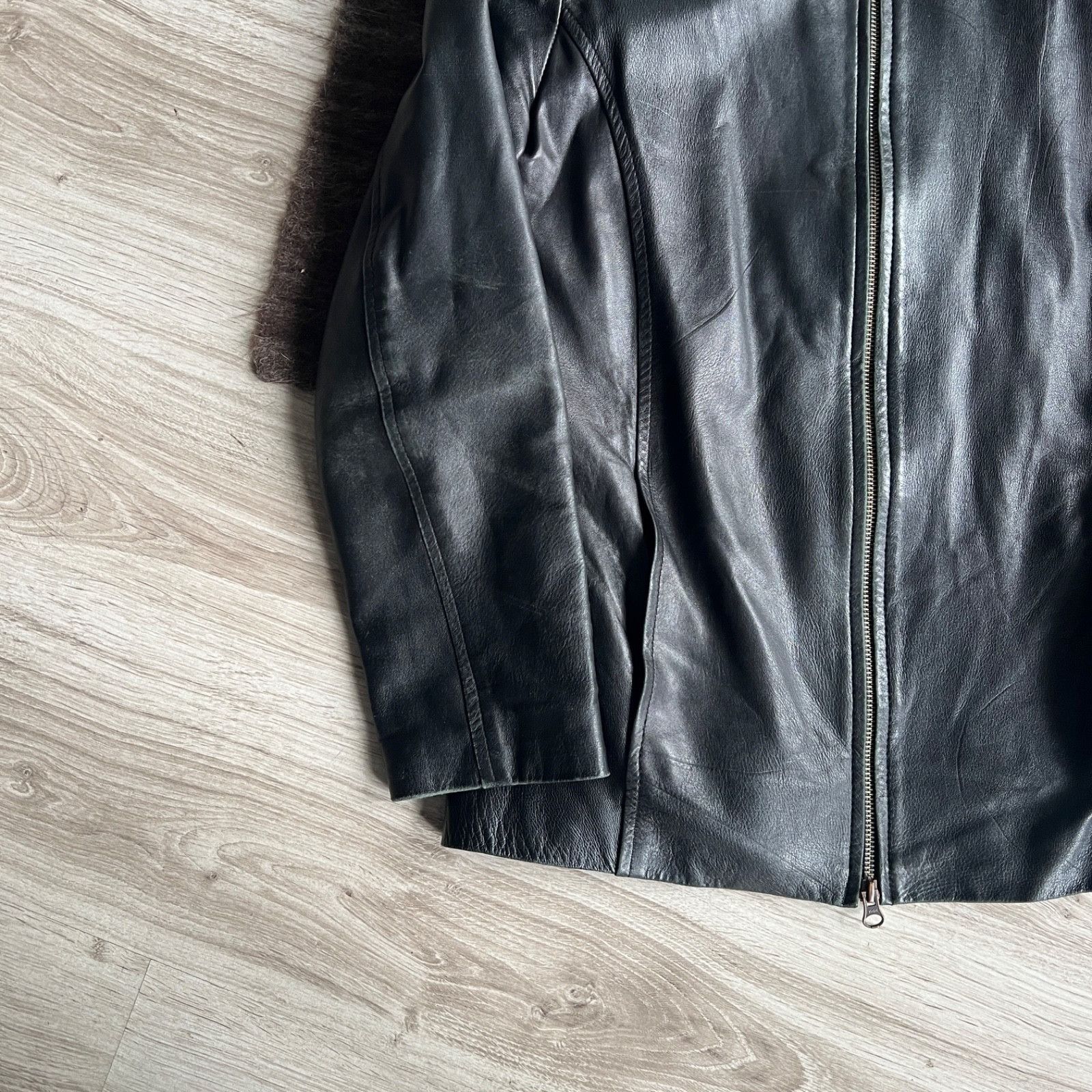 Genuine Leather Vintage French European Leather Minimalist Jacket 9908AC Size L / US 10 / IT 46 - 3 Thumbnail