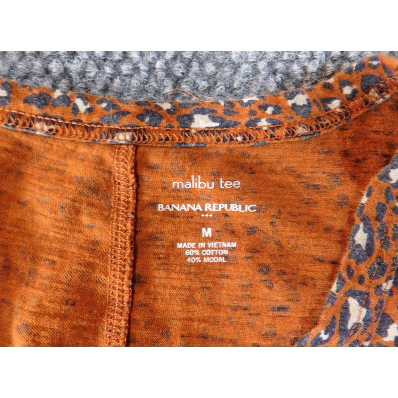 Banana Republic Banana Republic Blouse Women's M Orange Animal Print Sleeveless Crew Neck Knit Cotton Modal Casual Regular Basic Size M / US 6-8 / IT 42-44 - 4 Thumbnail