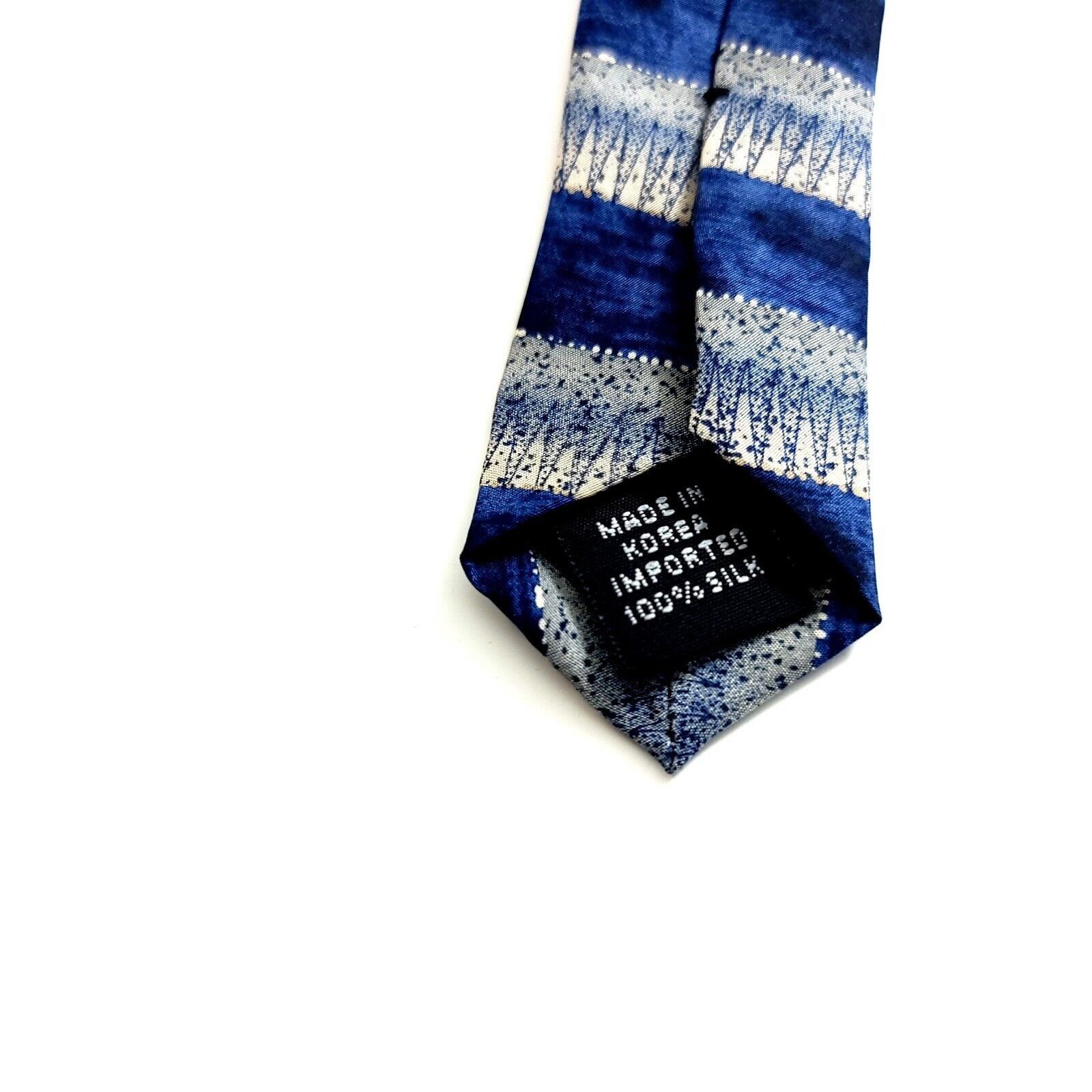 Designer Geoffrey Beene Blue Tan Abstract Print Striped Wide Silk Tie Size ONE SIZE - 4 Thumbnail