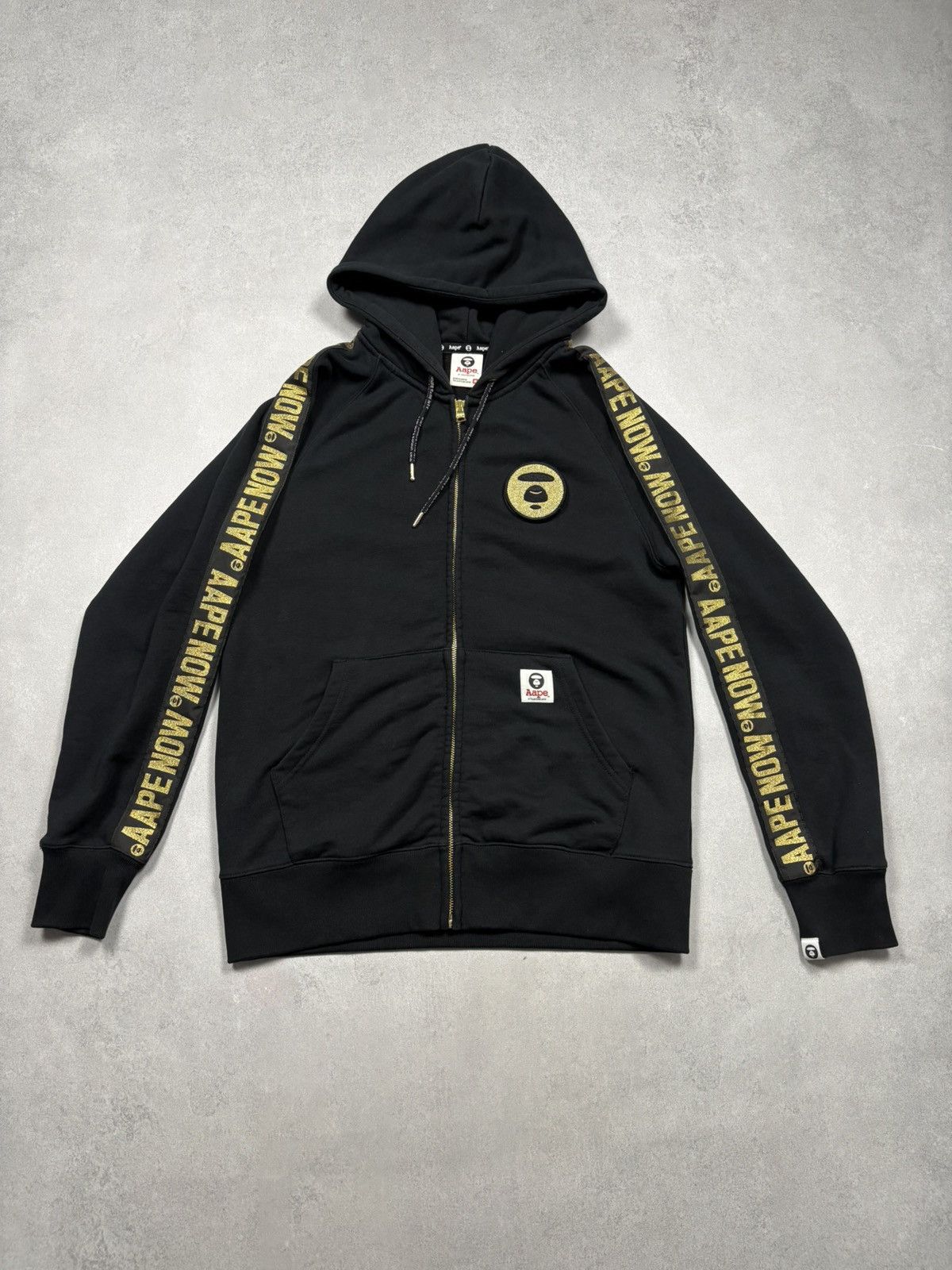 Aape AAPE By A Bathing Ape Black Zip Hoodie Gold Logo Tape Y2K M Size US M / EU 48-50 / 2 - 1 Thumbnail