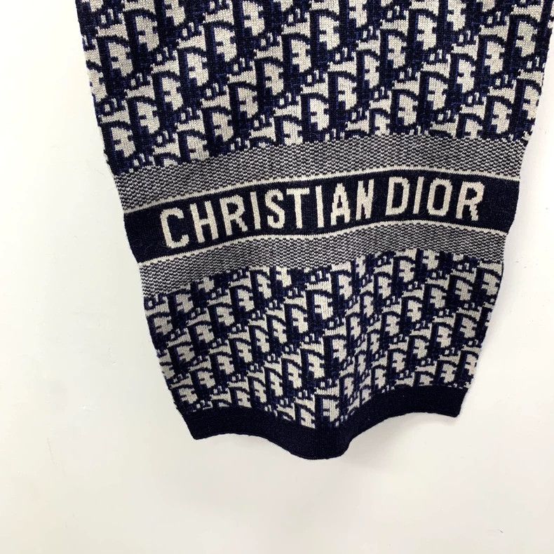 Dior Dior Color-matched logo jacquad full-printed wool shawl sca Size ONE SIZE - 4 Thumbnail