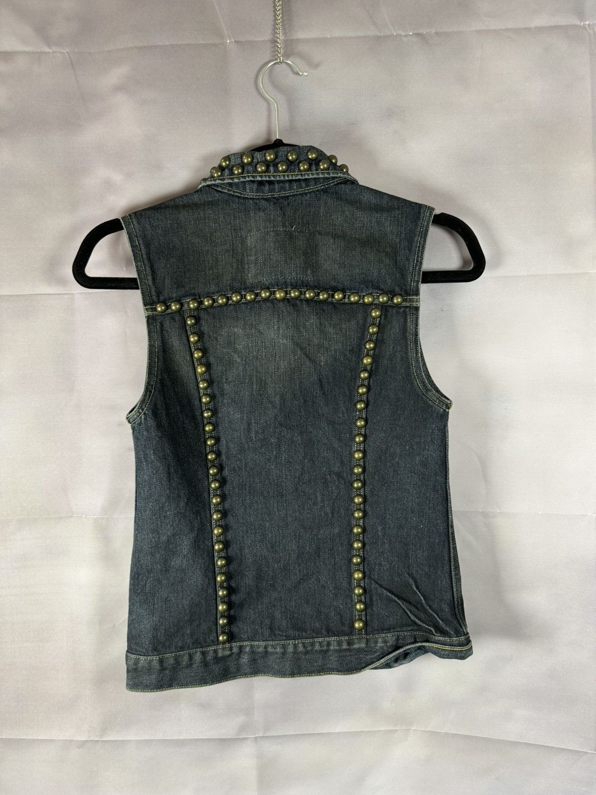 Allsaints × Vintage AllSaints Spitalfields Biker Studded Denim Vests Gilet S sz Size S / US 4 / IT 40 - 10 Thumbnail