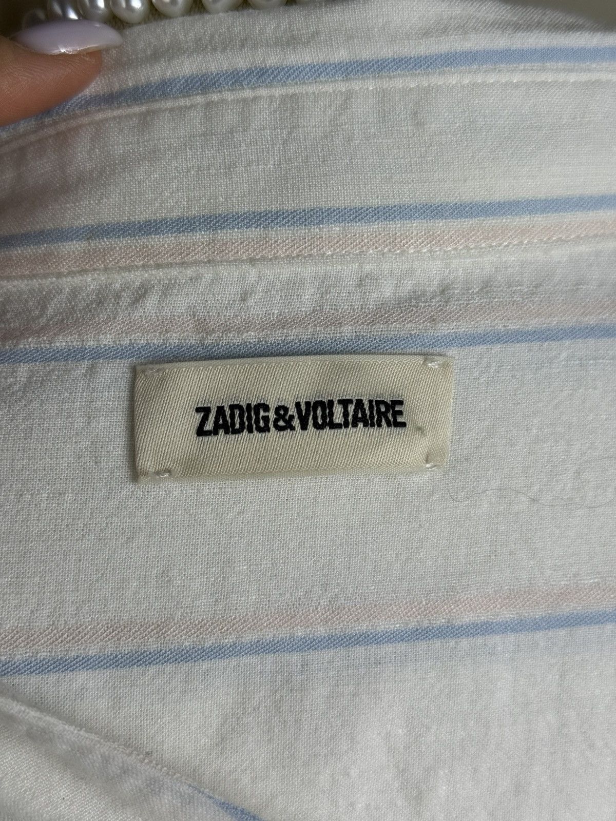 Zadig & Voltaire Zadig & Voltaire Striped Linen Blend Shirt Back Logo Size S / US 4 / IT 40 - 4 Thumbnail