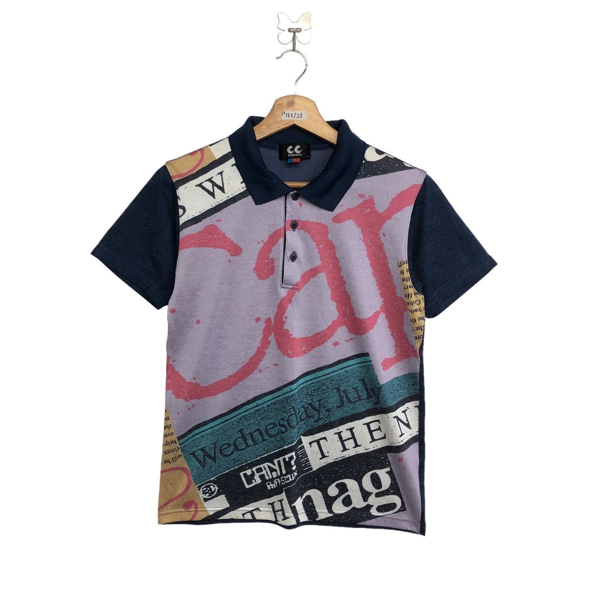 image of Kansai Yamamoto Vintage 90's Kansai Cc Full Printed Polo Tee, Men's (Size XS)