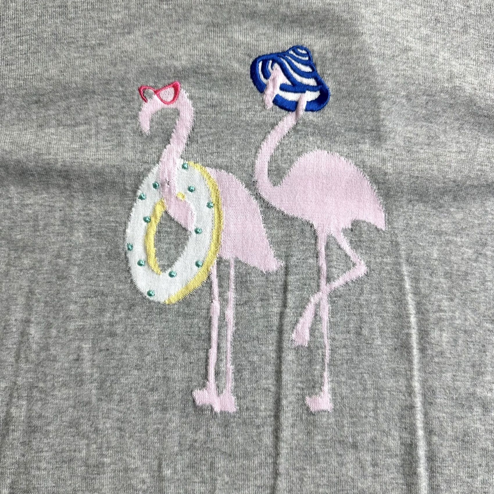 Talbots Talbots Flamingo Knit Sweatshirt XL Gray Pullover Long Sleeve Womens Size XL / US 12-14 / IT 48-50 - 2 Thumbnail