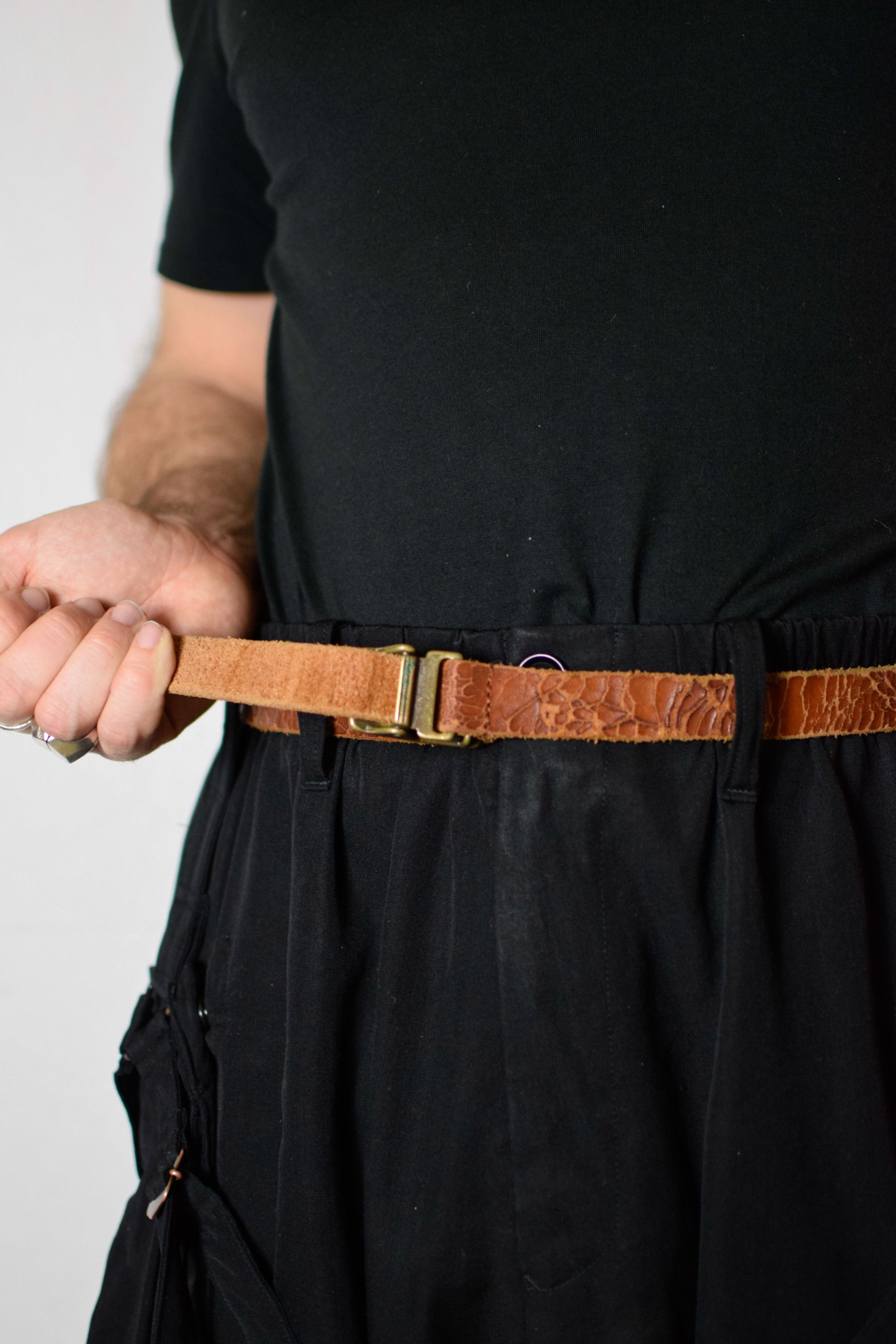 Yohji Yamamoto YYPH Cracked Leather Belt - HD-F01-720 Size ONE SIZE - 4 Thumbnail