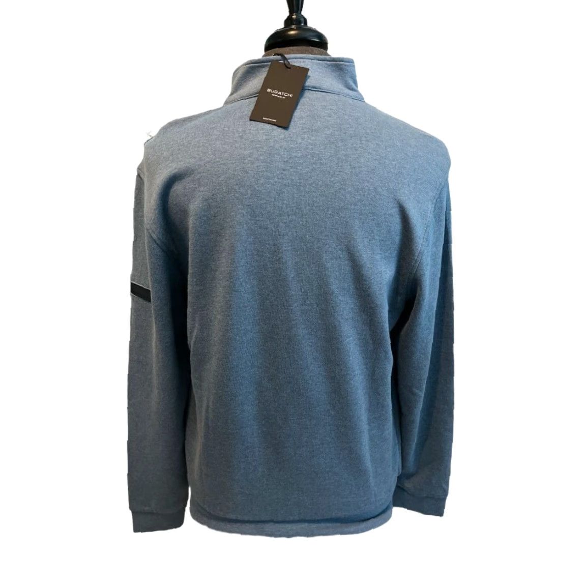 BUGATCHI BUGATCHI Sweater Men S 1/4 Zip Mock Neck Pullover Blue Cotton Blend Long Sleeve Size US S / EU 44-46 / 1 - 4 Thumbnail