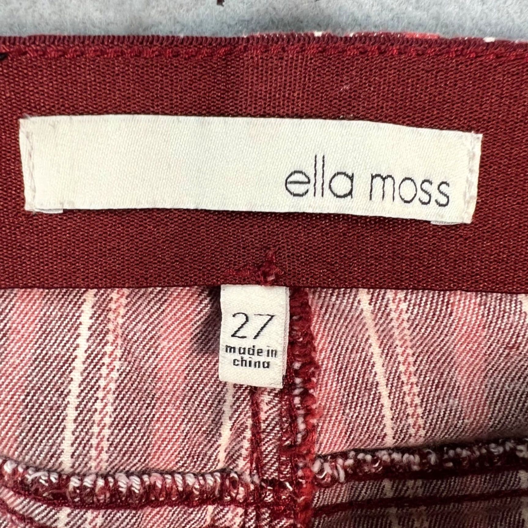 Vintage Ella Moss Womens Pants Striped Red Flared Pull-On Cotton Blend 27 Inseam 31in Casual Modern Rise Mid Ankle Spring Fall Womens Size 27" / US 4 / IT 40 - 3 Thumbnail