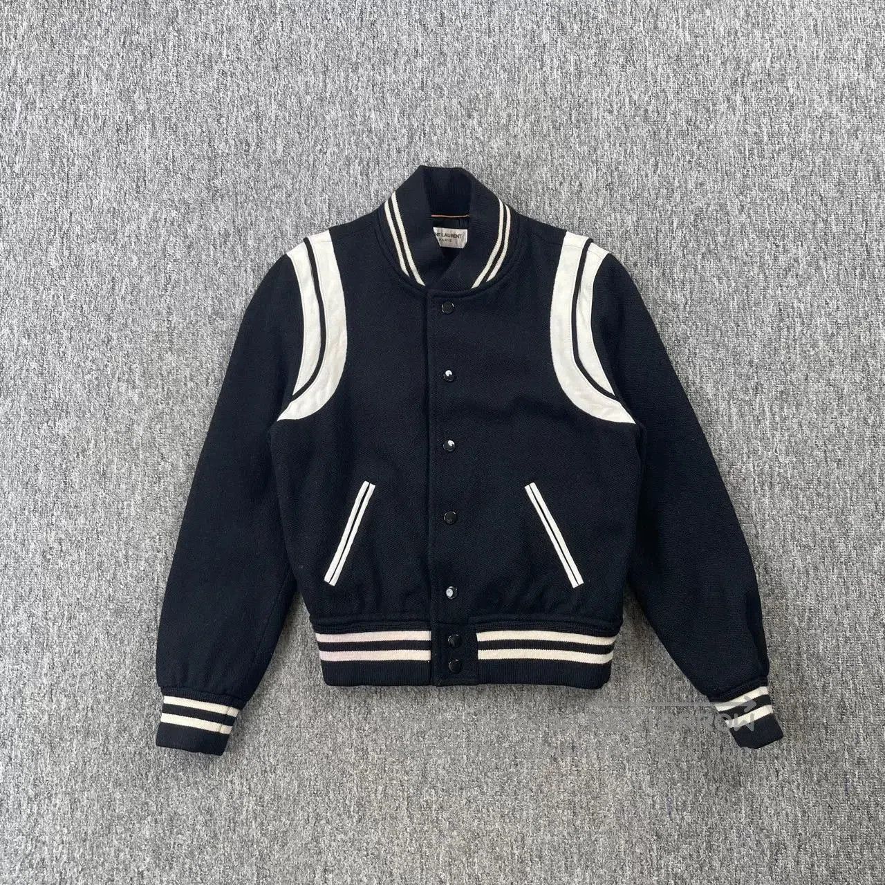 Saint Laurent Paris Saint Laurent Black Striped Varsity Jacket. Size US M / EU 48-50 / 2 - 1 Thumbnail