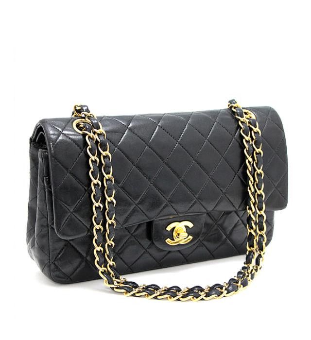 Chanel Matelasse 25 Chain Shoulder Bag W Flap Lamb Black