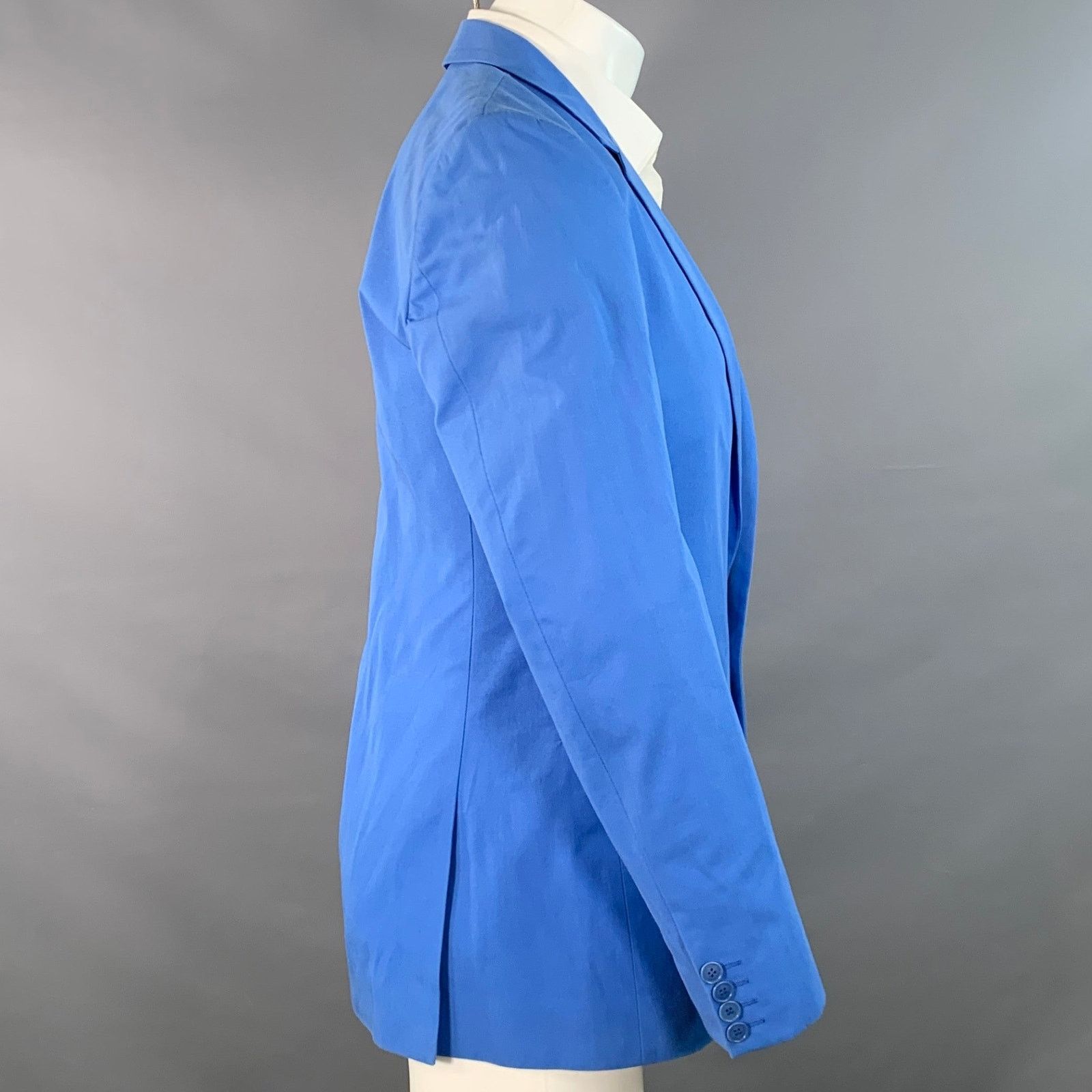 Calvin Klein Blue Cotton Twill Notch Lapel Single Button Sport Coat Size 36R - 2 Thumbnail