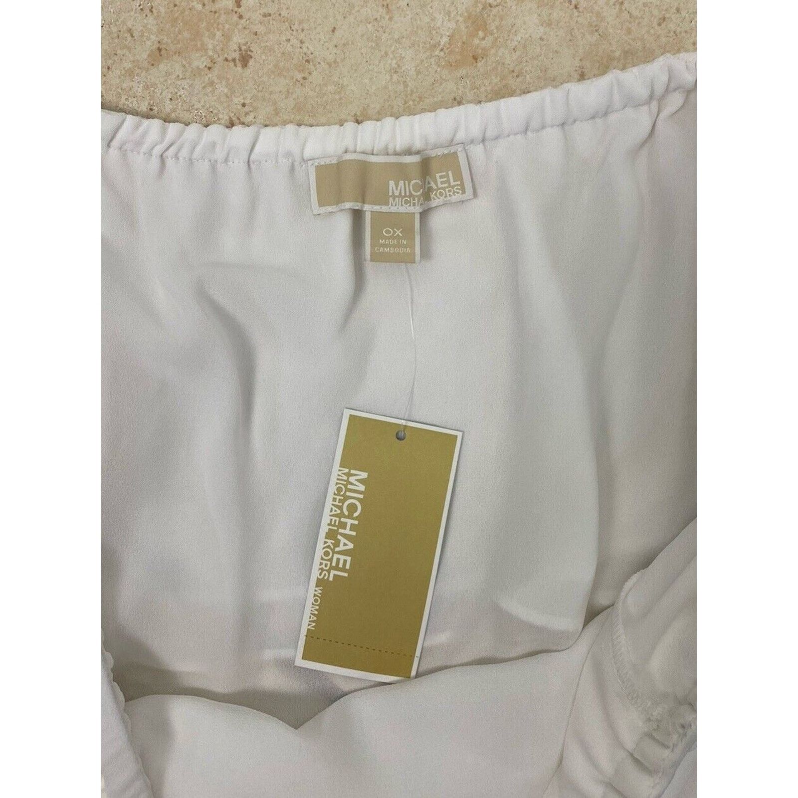 Michael Kors NWT Michael Kors Blouse 0X Ruffle Off Shoulder White Top Size ONE SIZE - 4 Thumbnail