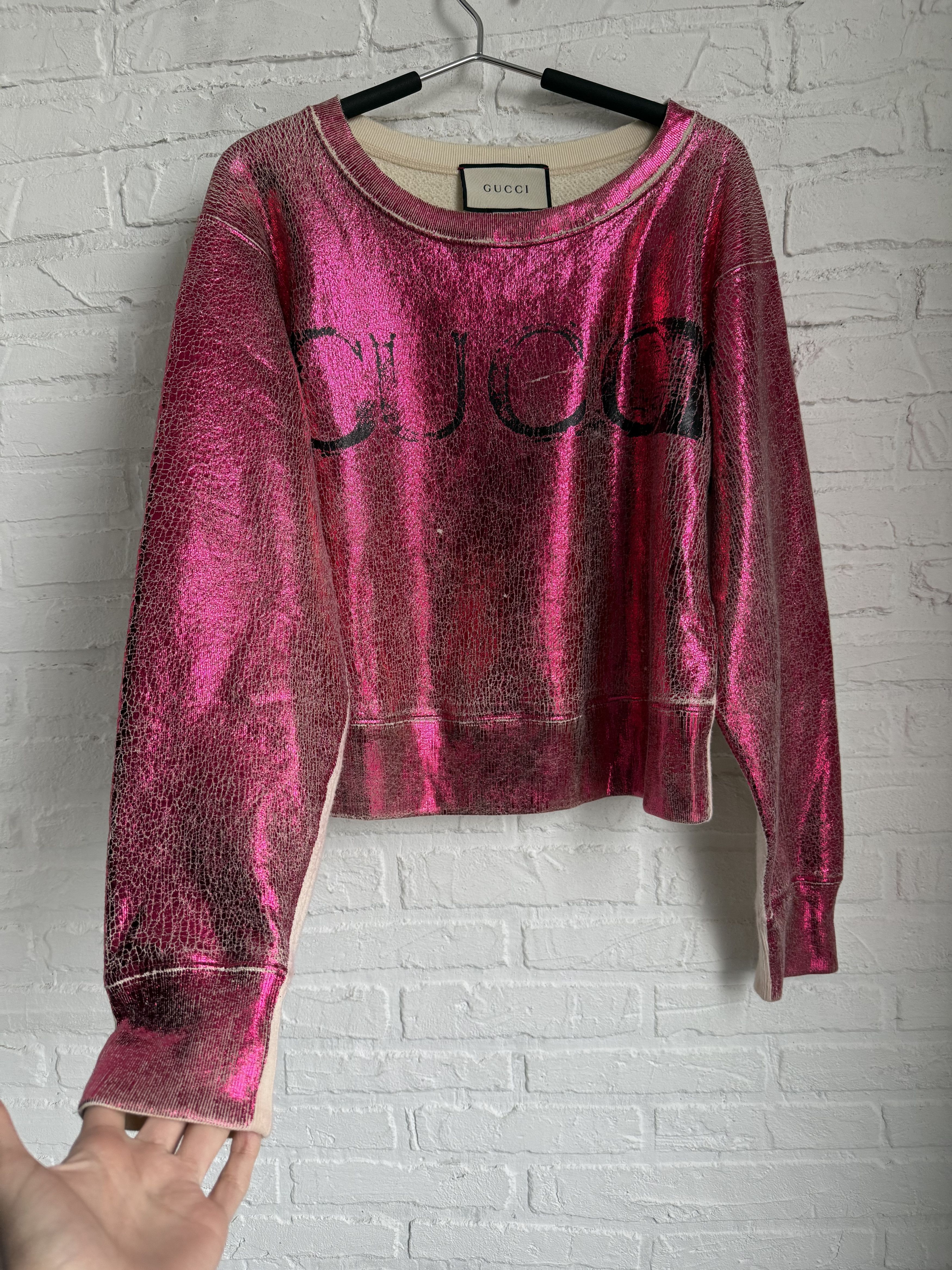 Gucci Gucci Blind For Love Metallic Pink Logo Sweatshirt Crewneck Size XS / US 0-2 / IT 36-38 - 1 Thumbnail
