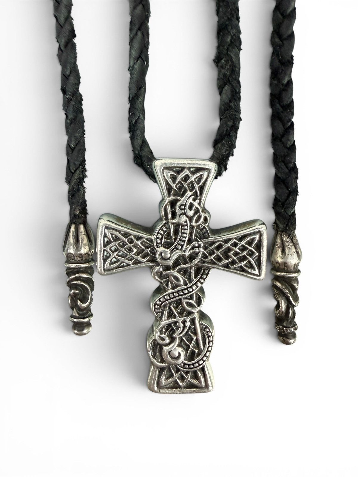 Chrome Hearts Chrome Hearts Celtic Cross Pendant with Leather Braided Rope Size ONE SIZE - 1 Thumbnail