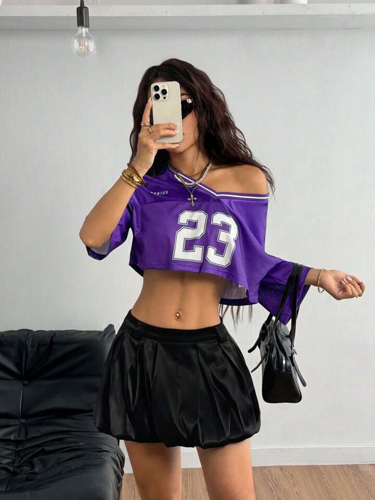 Other Purple Genius 23 Mesh Crop Top Jersey Size ONE SIZE - 2 Thumbnail