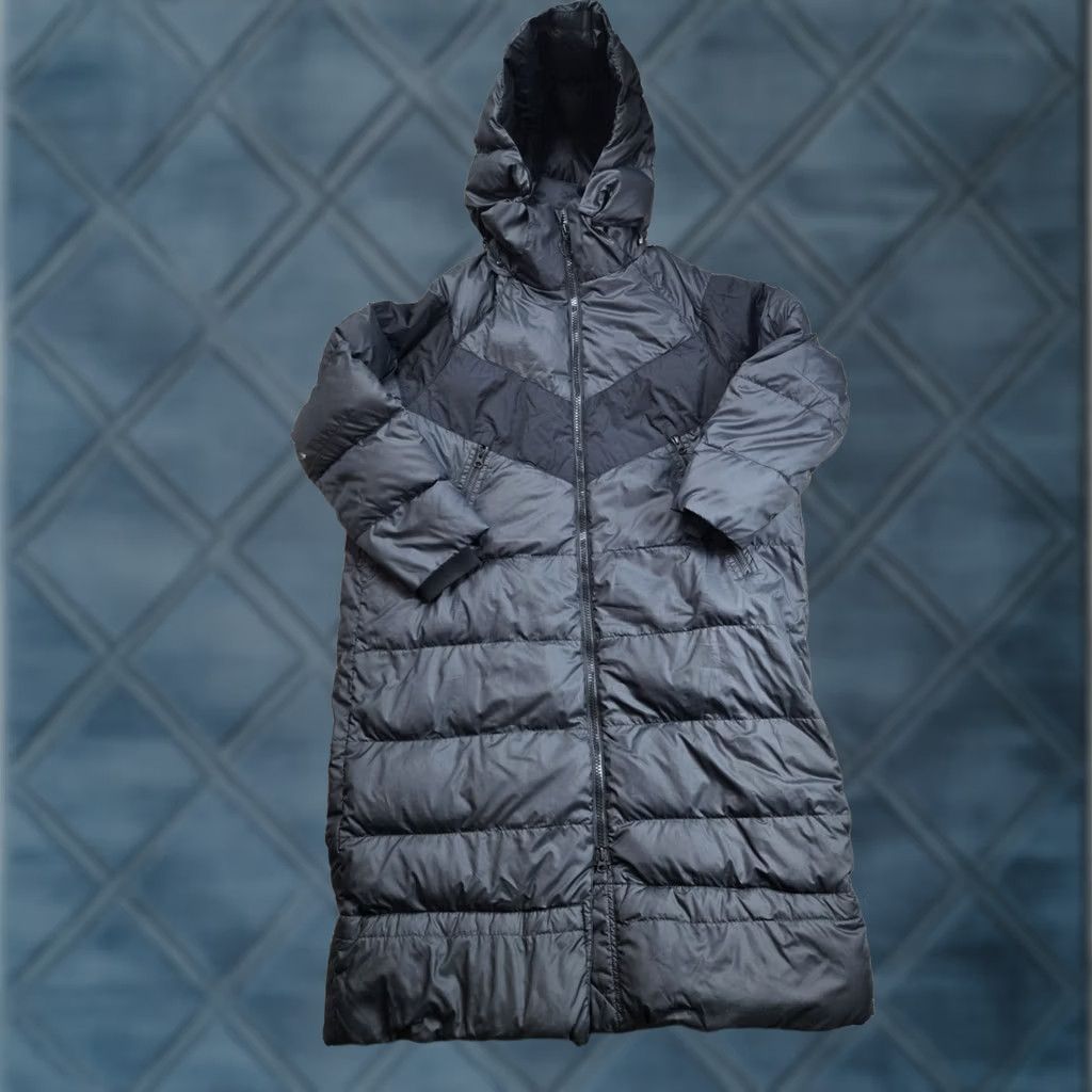 Nike Nike Down Puffer Parka Jacket Womens Medium Black Long Zip Hooded Pockets Size M / US 6-8 / IT 42-44 - 1 Thumbnail