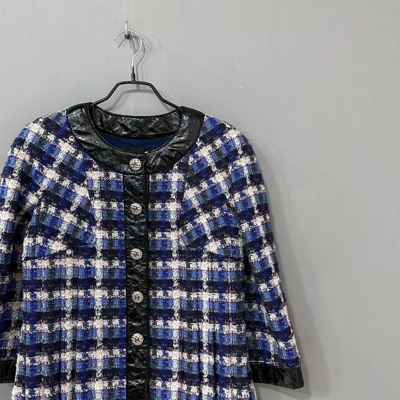Chanel Chanel Hamburger series blue plaid soft mud leather jacket Size XS / US 0-2 / IT 36-38 - 2 Thumbnail