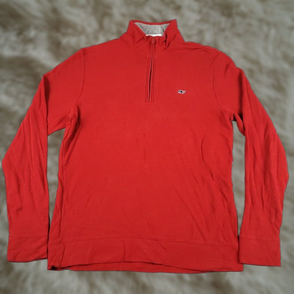 Vineyard Vines Vineyard Vines Mens Red 1/4 Zip Pullover Sweater Medium Long Sleeve Mock Neck Cotton Size US M / EU 48-50 / 2 - 1 Thumbnail