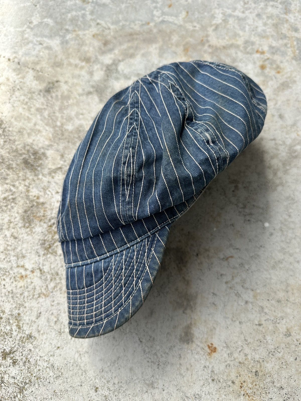 Japanese Brand Pinstripe soft brim newsboy conductor mechanic kountry cap Size ONE SIZE - 2 Thumbnail