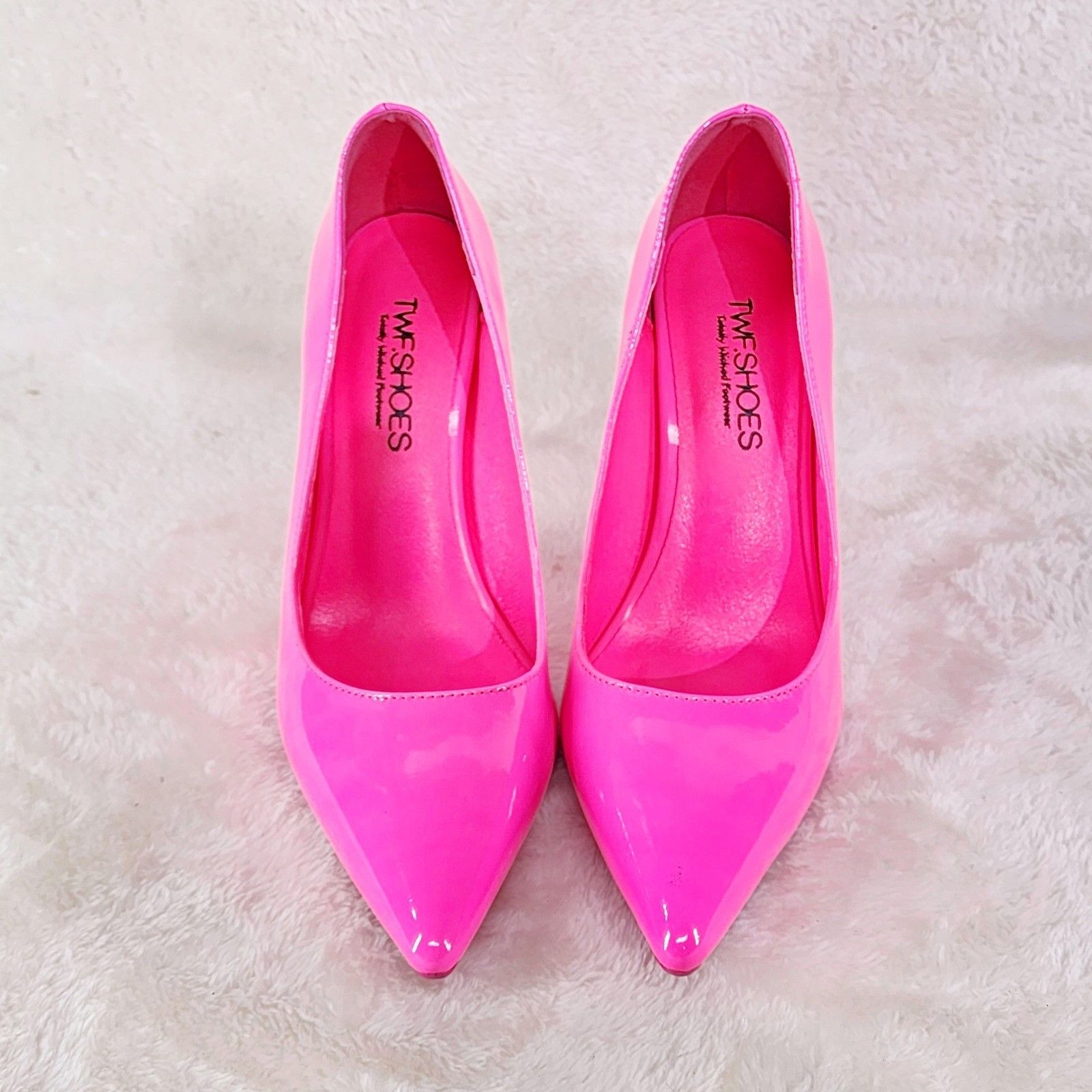 Other Fabio Neon Pink Patent 4" High Heel Shoes Pointy Toe Pump US Size US 8 / IT 38 - 5 Thumbnail
